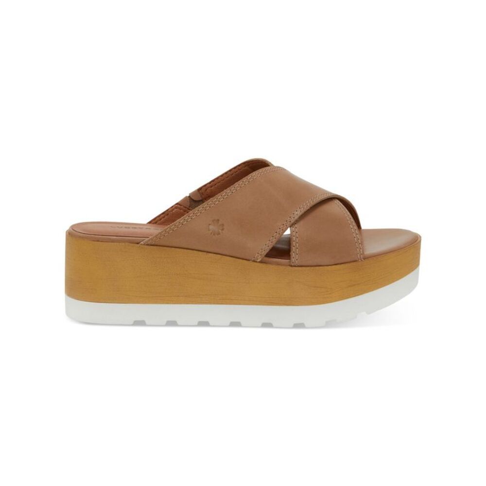 NWT LUCKY BRAND Womens Beige Tri-Tone 1-1/2" Platform Wide Slide Sandals 10 M